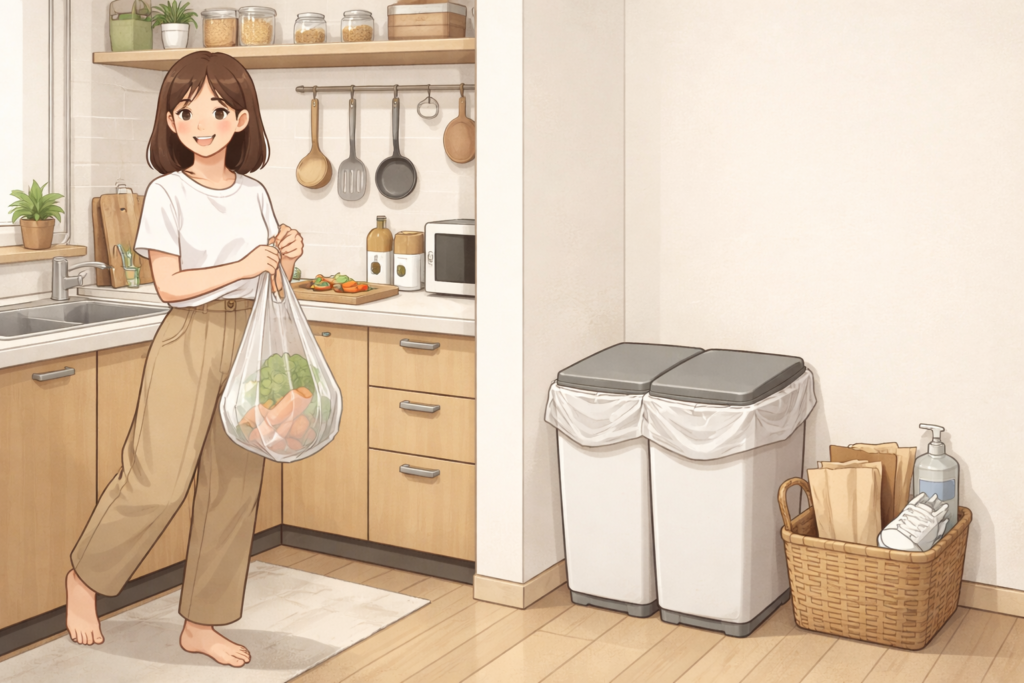 ずぼらでも続くゴミ袋収納術｜畳まない・1アクションで取れる方法